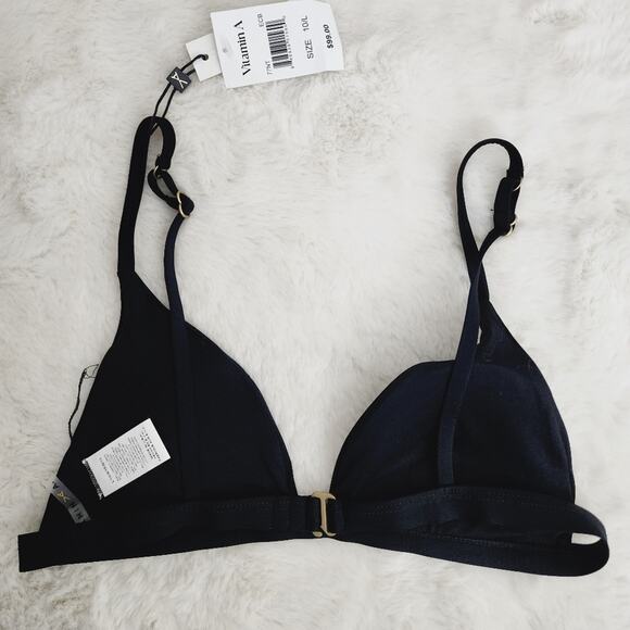 NWT Vitamin A Moss Black Bralette Bikini Top 10 L D-DDD EcoLux Swim Padded - Picture 7 of 9